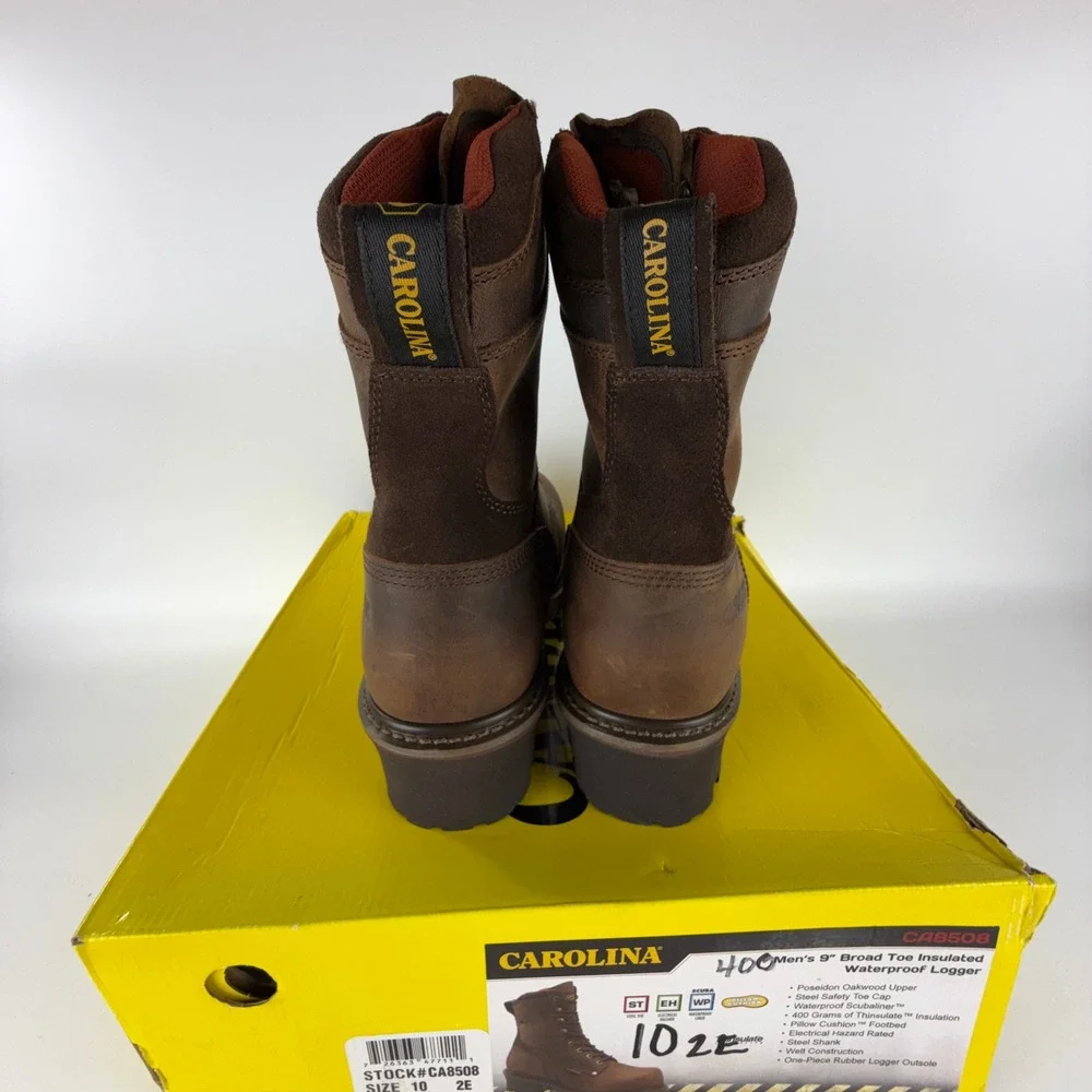 Carolina CA8508 Men 9 Inch Broad Toe Insulated‎ Waterproof Logger Boots 10 2E